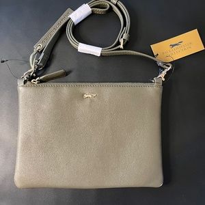 Brand New Paul Costelloe Leather Cross Body In Green And Gold